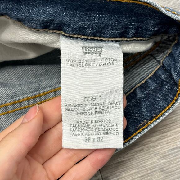 Vintage y2k 2000s Levis 559 Dark Wash Mens 38x32 Relaxed Denim Jeans Red Tab - Picture 5 of 14